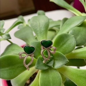 Beautiful diamond and green jade earrings